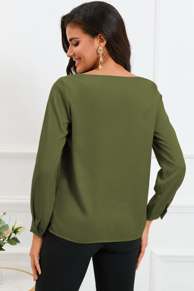 PAYTON Long Sleeve Satin Blouse