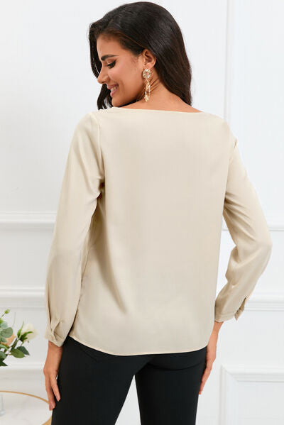 PAYTON Long Sleeve Satin Blouse