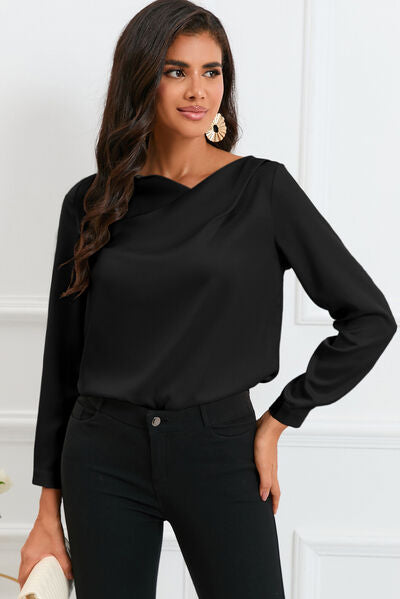 PAYTON Long Sleeve Satin Blouse