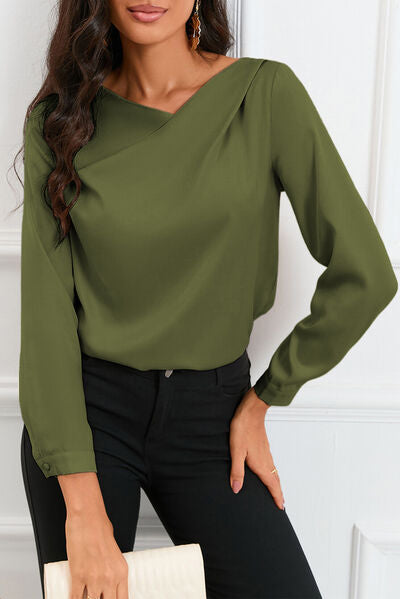 PAYTON Long Sleeve Satin Blouse