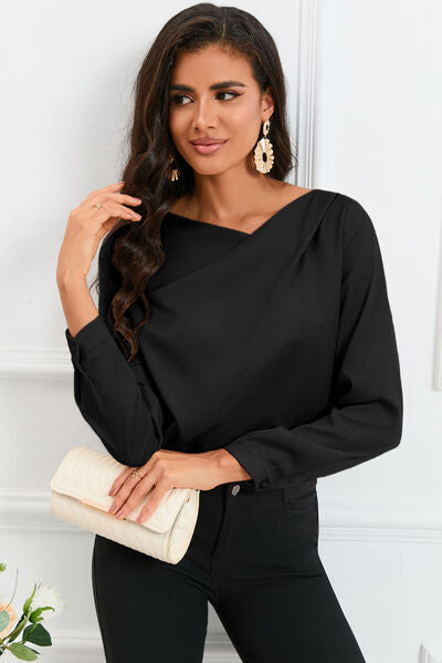 PAYTON Long Sleeve Satin Blouse