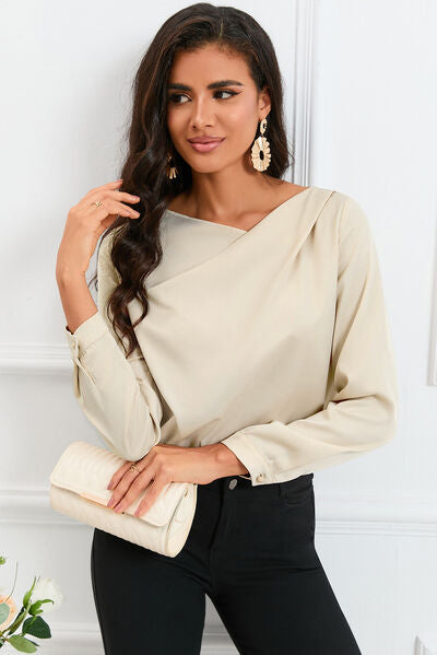 PAYTON Long Sleeve Satin Blouse