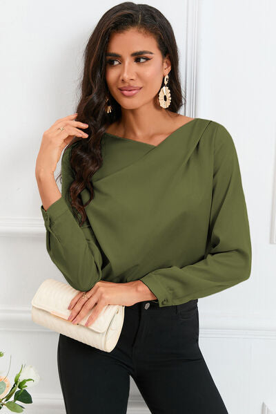 PAYTON Long Sleeve Satin Blouse