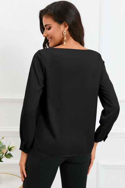 PAYTON Long Sleeve Satin Blouse